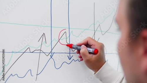 hand drawing a graph in office