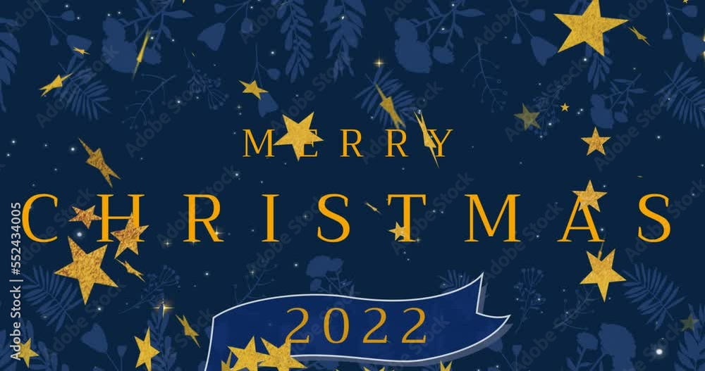 Animation of merry christmas text over stars Animation of merry christmas text over stars