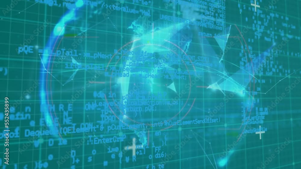 Animation of data processing over globe Animation of data processing over globe