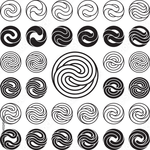 Logo Template. Set of Wavy Circle Logo Templates. Vector Illustration.