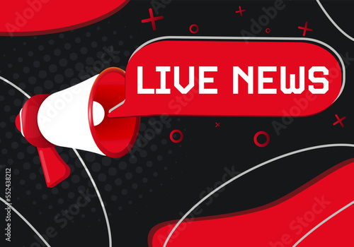 Live News. Hand Holding Megaphone With Speech Bubble