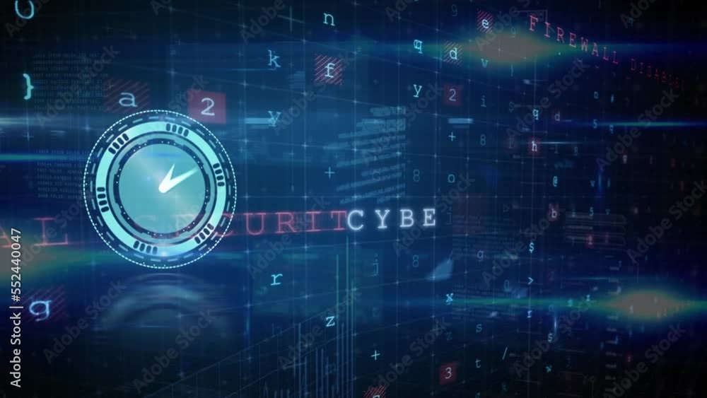 Animation of periodic motion of digital clock, lens flare, number