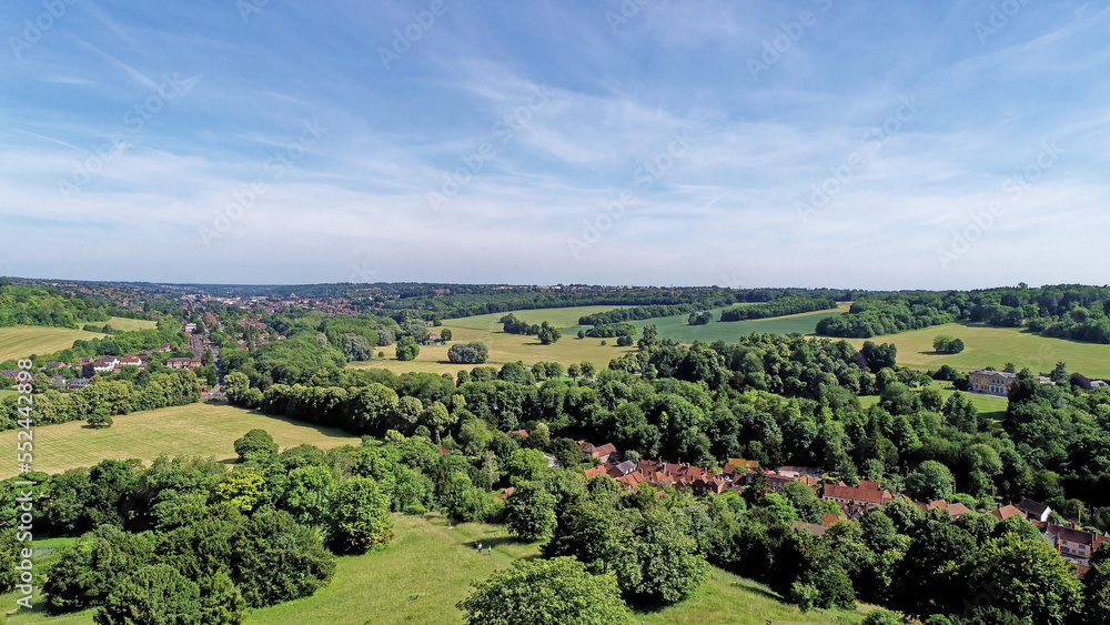 Fototapeta premium Aerial view of West Wycombe landscape - West Wycombe - Buckinghamshire