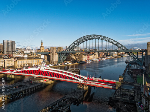 Bridges and quayside of Newcastle upon tyne and Gateshead, UK photo