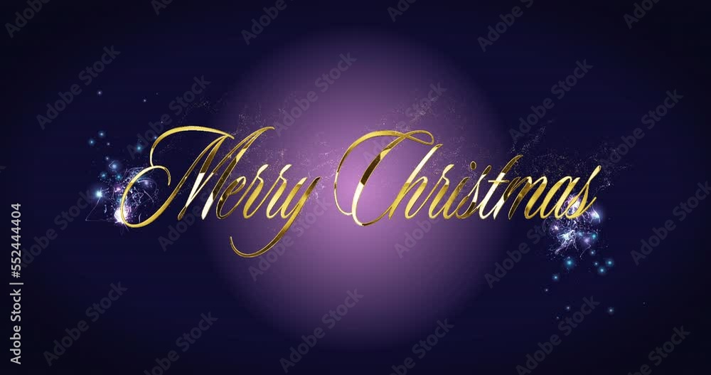 Animation of falling confetti and merry christmas text over purple background Animation of falling confetti and merry christmas text over purple background