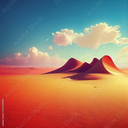 surreal desert and sky landscape, 3d art