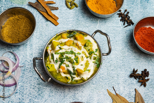 Mixed Sabzi Gulisthan served in a dish isolated on grey background top view of bangladesh food photo