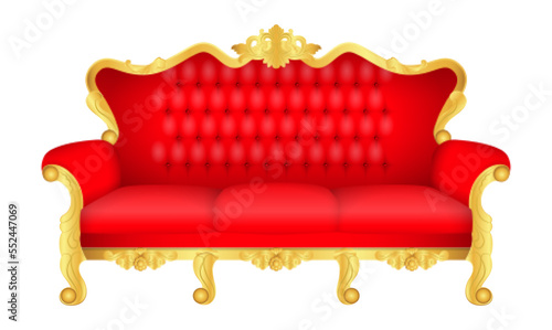 set of luxury throne chair golden colored isolated or red wedding chair royal golden. eps vector