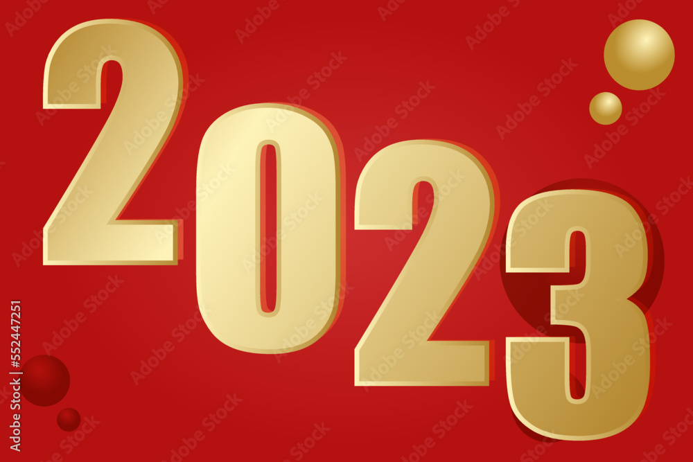 Happy 2023 New Year! Elegant Christmas congratulation realistic gold. Happy 2023 New Year! Elegant Christmas congratulation realistic gold.