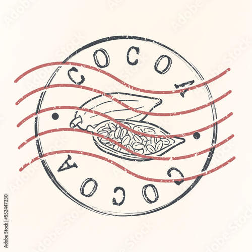 Cocoa Delicious Quality Seal Fast Food Stamp Design Vector. Sweets Flavour Ingredient Traditional Art.