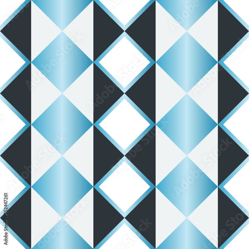 Seamless glossy diamond shiny blue squares abstract geometrical symmetrical pattern