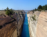 View of the Corinth Canal (Peloponnese, Greece) and bridge