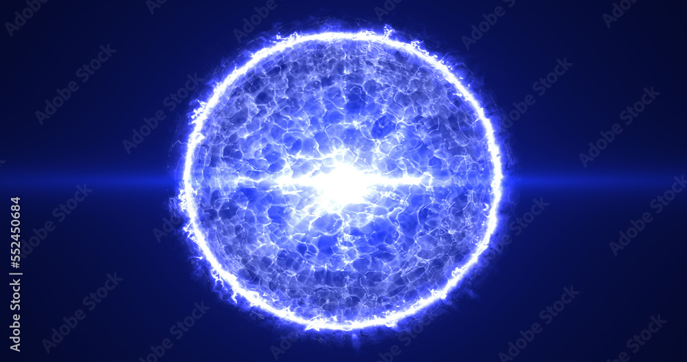 A beautiful round bright sphere of a luminous blue star burning with plasma magical energy on a black space background. Abstract background. Screensaver A beautiful round bright sphere of a luminous blue star burning with plasma magical energy on a black space background. Abstract background. Screensaver