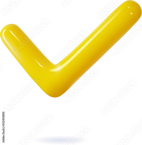 3d checkmark icon, ok yes button web design element. Select tick, correct done item check. Approved choise verified agreement vector render.