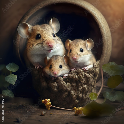 Mouse Family Portrait | Midjourney Ai Generated
