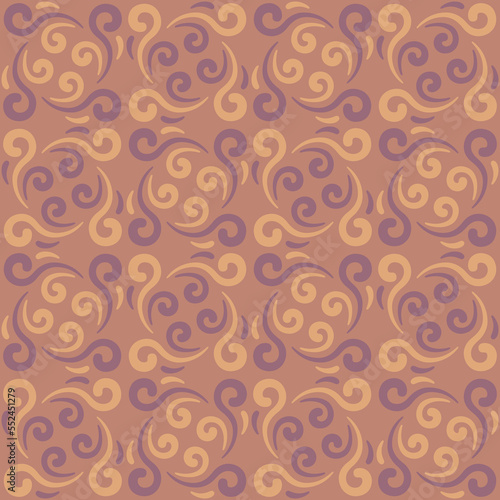 Seamless tile pattern in traditional style. Simple abstract spiral shapes. Flat vector graphics.