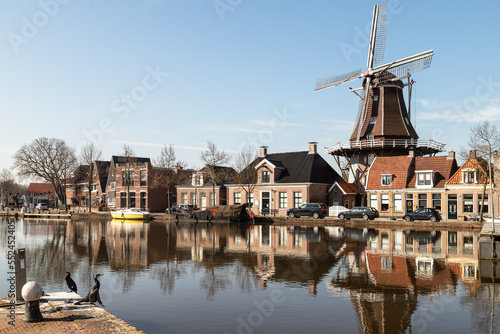 Windmill - De Vlijt, along the harbor in the center of the Dutch city of Meppel.