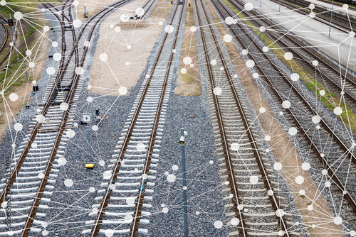 Global logistics partnership and train transportation concept