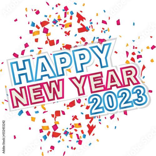 Happy New Year 2023 Confetti Background Vector Design