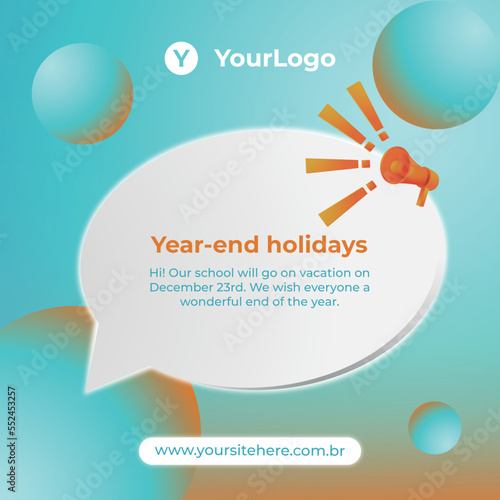 Year end holidays template card. 