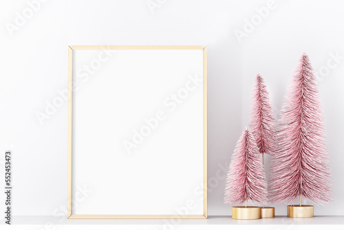 Mockup frame  christmas tree pinck 8x10 photo