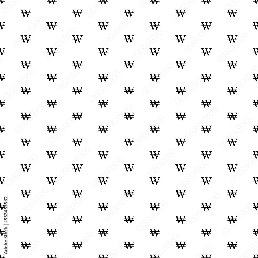 Square seamless background pattern from geometric shapes. The pattern is evenly filled with big black Korean won signs. Vector illustration on white background Square seamless background pattern from geometric shapes. The pattern is evenly filled with big black Korean won signs. Vector illustration on white background