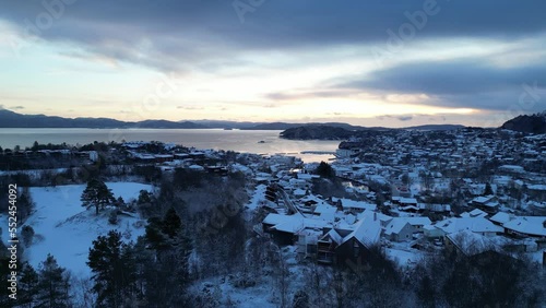 Wallpaper Mural Sunset over the coastal town of Osøyro, Norway Torontodigital.ca