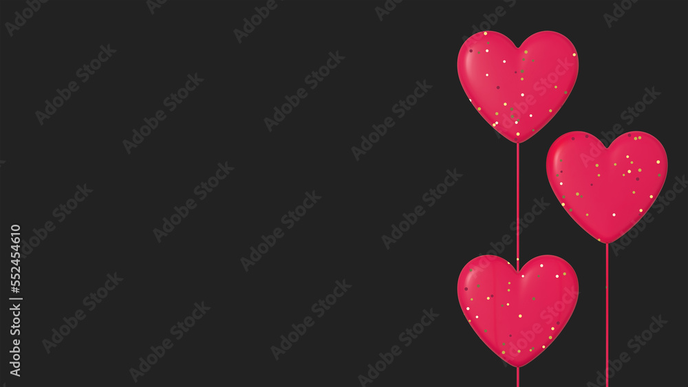Valentine's day black background with red hearts.