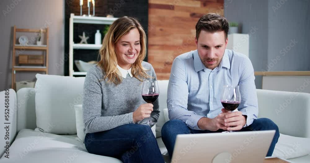 Virtual Wine Tasting Using Laptop. Online Party Virtual Wine Tasting Using Laptop. Online Party