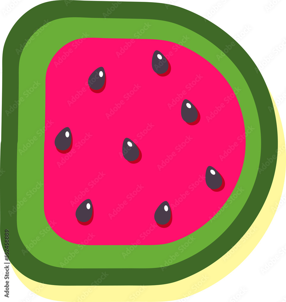 Watermelon fruit style alphabet text, letter D Watermelon fruit style alphabet text, letter D