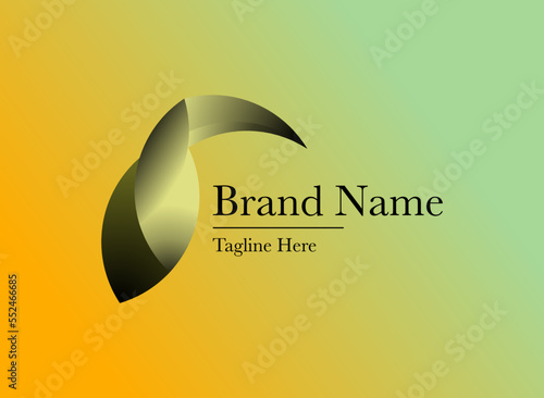 abstract green background with golden circle ration toucan logo for business