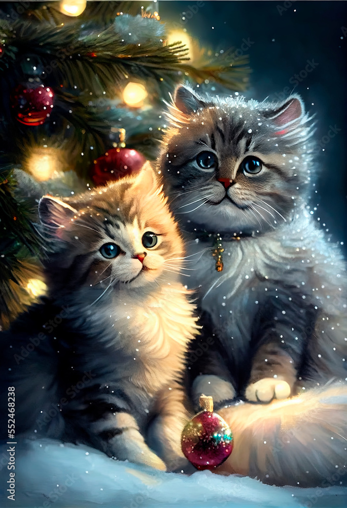 Christmas Cats, Cute Kitties, Ai Art, Artificial Intelligence Christmas Cats, Cute Kitties, Ai Art, Artificial Intelligence