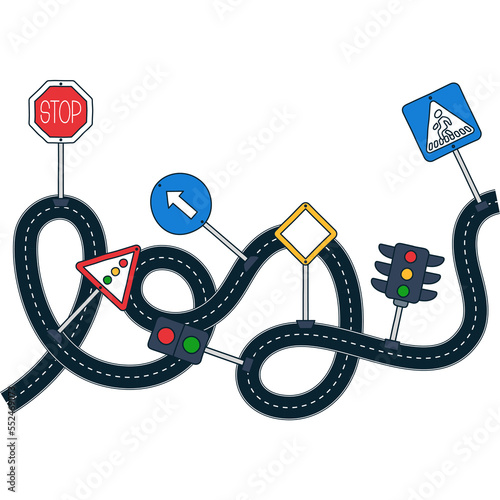 drive learn road sign illustration