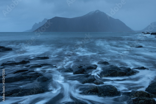 Rocky shoreline near Ramberg, Lofoten Islands, Norway