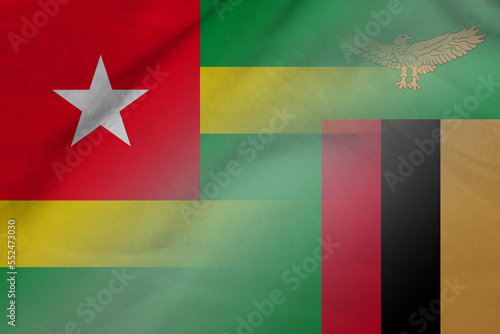 Togo and Zambia official flag international contract ZMB TGO photo