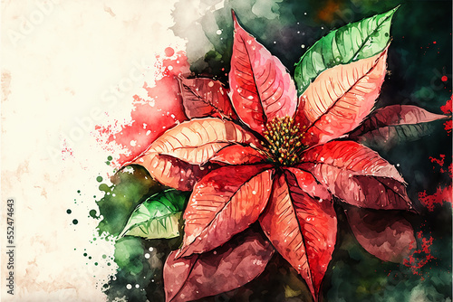 Poinsettia Watercolor Illustration  National Poinsettia Day  Floral Illustration for design templates  print  fabric or backgrounds.