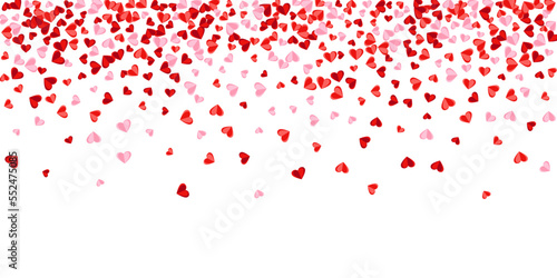 Paper 3D red heart shapes explosion vector background. Birthday surprise party decor. Present gift