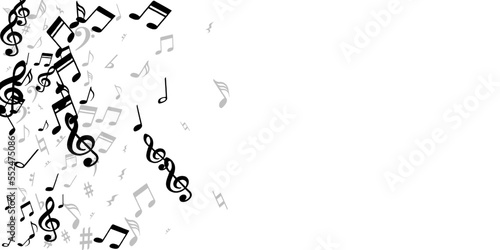 Musical notes flying vector background. Audio