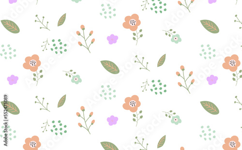 北欧風花柄背景パターン秋冬