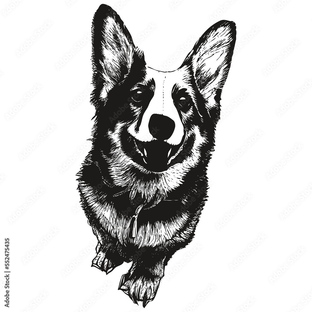 line drawing vector ,black and white drawing of dog Stock Vector