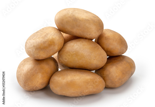 bunch of potatoes isolated on white background