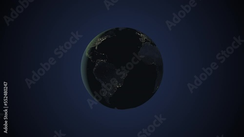 Seamless looping animation of the earth rotating at nighttime in 4K resolution