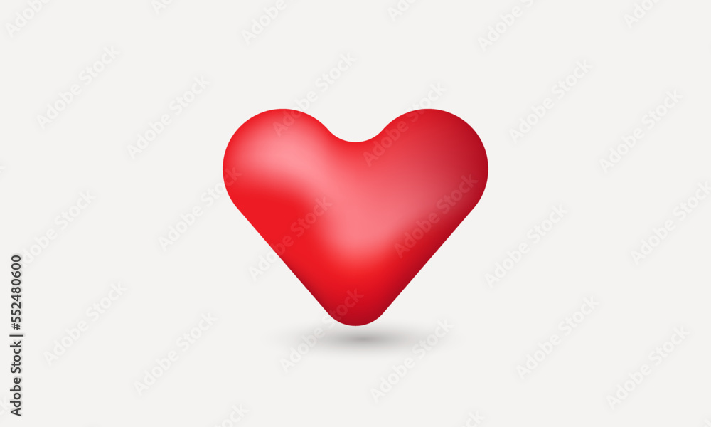 illustration simple 3d icon red heart realistic realistic isolated on background