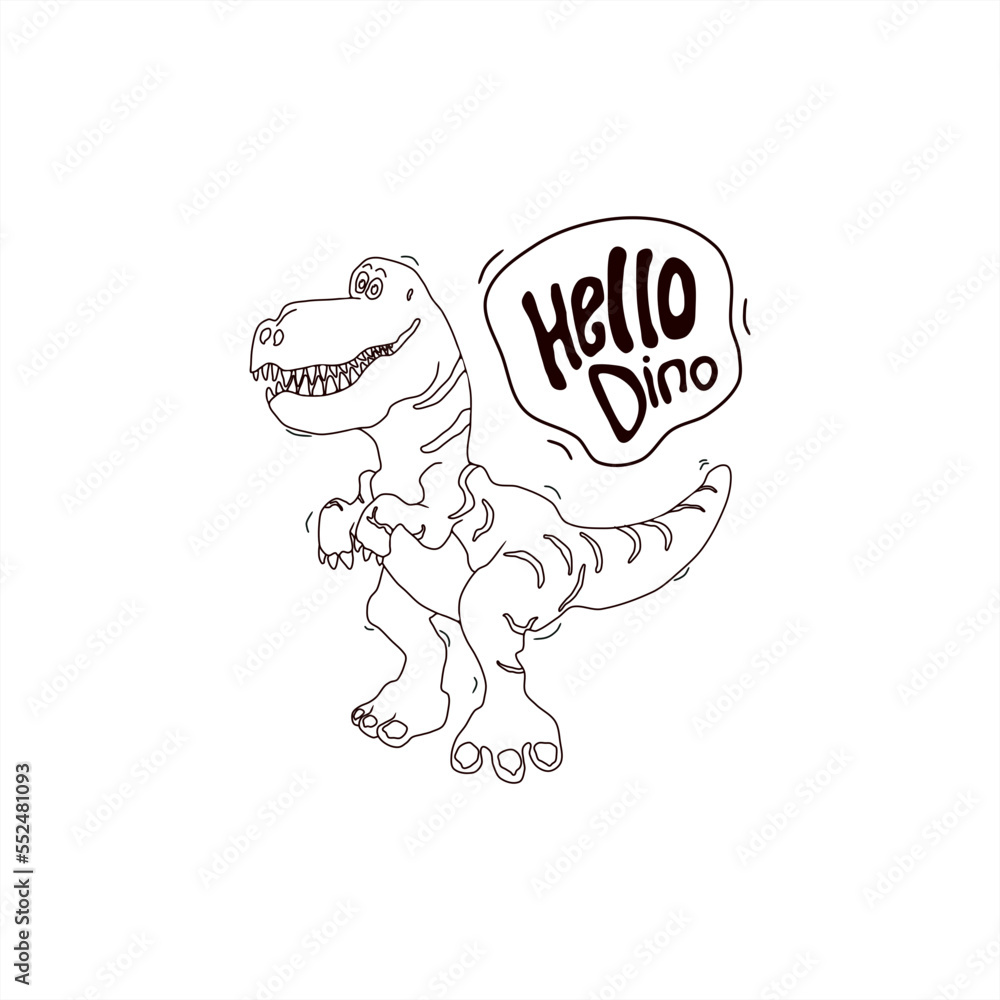 Fototapeta premium line art illustration of a monochrome dinosaur for kids coloring page