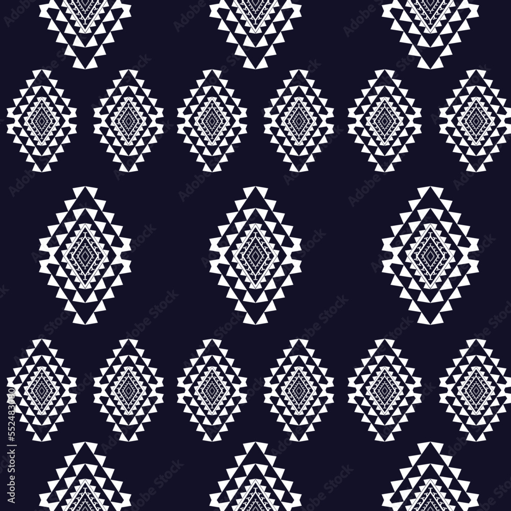 Ethnic abstract ikat art. Seamless pattern in tribal, folk embroidery, and Mexican  style. Aztec geometric art ornament print.Design for carpet, wallpaper,  clothing, wrapping, fabric, cover, textile Stock Vector