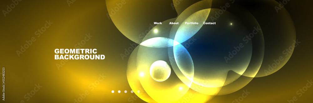 Shiny neon circles and bubbles, dark abstract background with blurred magic neon light, wallpaper design