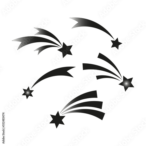 shooting stars icons on white background. Space icon set. Star icon. Vector illustration. stock image.  © Kravchenko