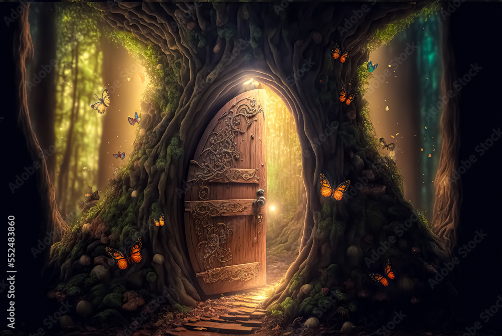 Fantasy Enchanted Fairy Tale Forest With Magical Opening Secret Door Fantasy Enchanted Fairy Tale Forest With Magical Opening Secret Door