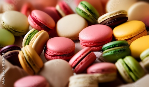 colorful macaroons on table