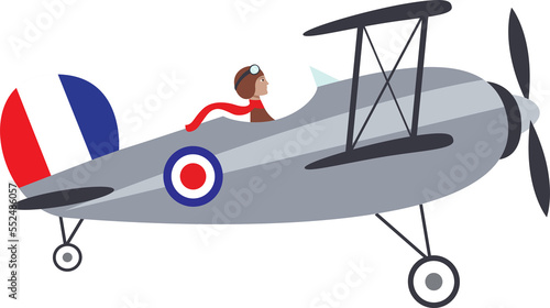 Old fashioned world war one fighter biplane isolated illustration graphic icon